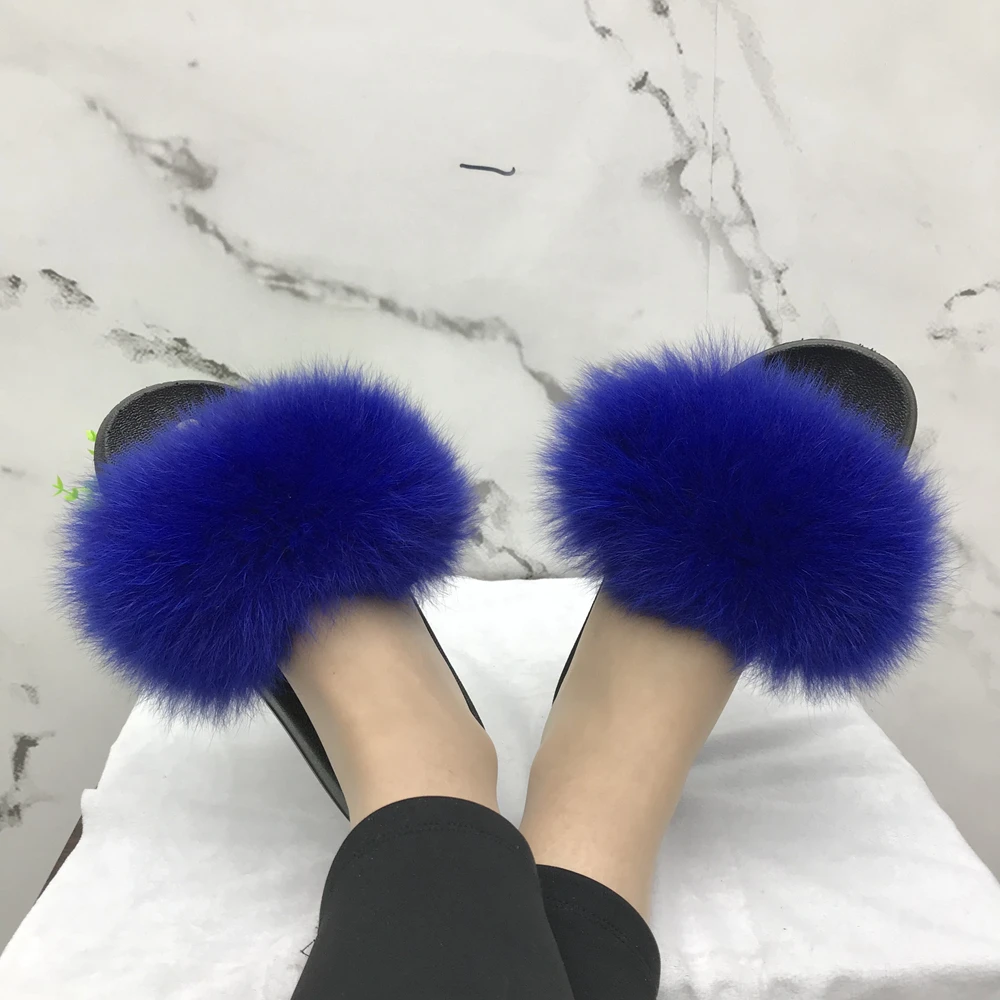 

Comfortable women's slides real fur slides Ready to ship, Customized color