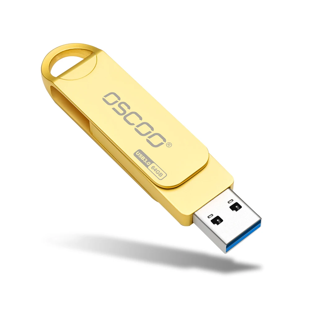 

Wholesale flash disk usb oscoo high speed 128GB USB3.0 pan drive cutomized logo memorias 64GB 32GB, Silver or gold