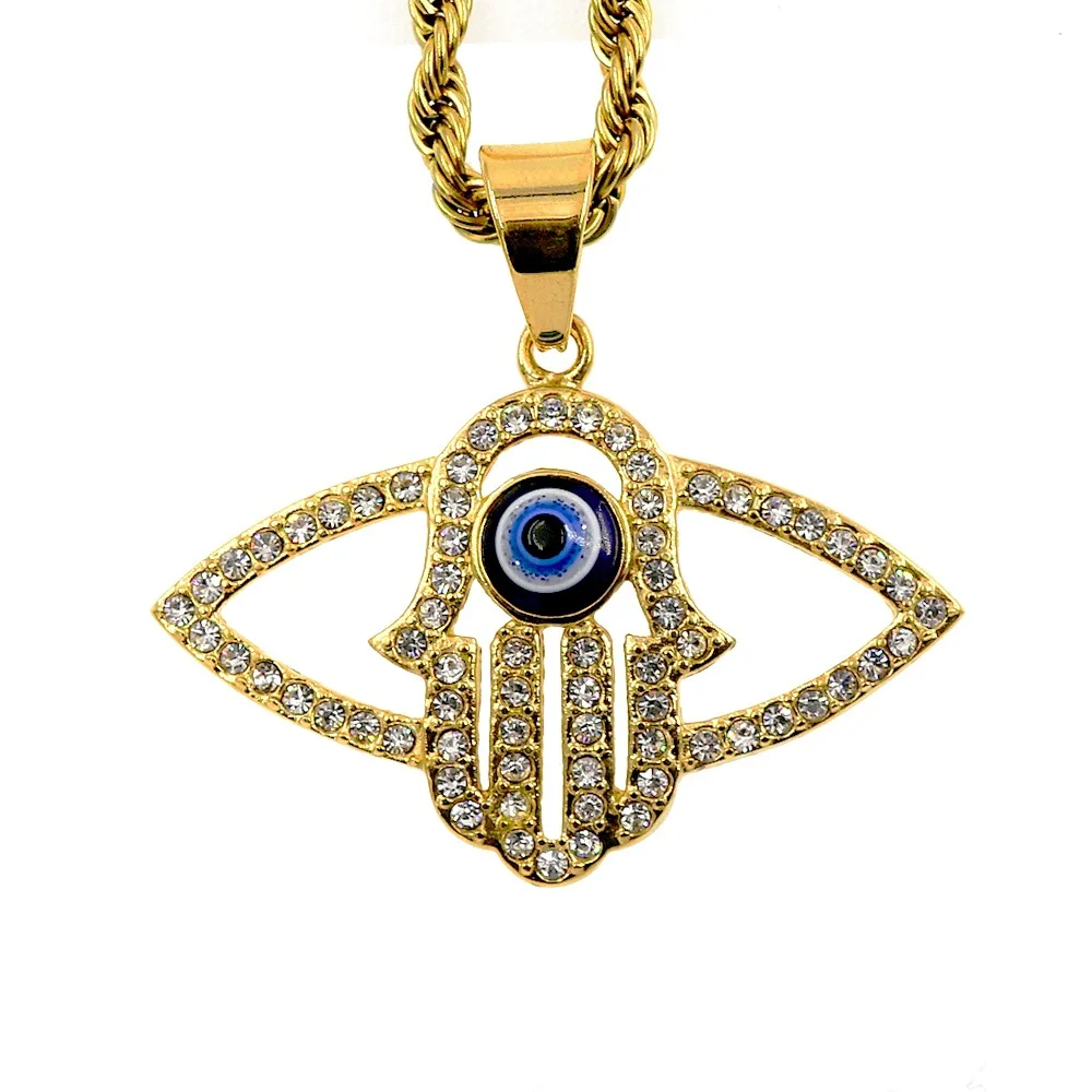 

The Fatimala hamsa hand eyes personalized stainless steel necklace pendant jewelry