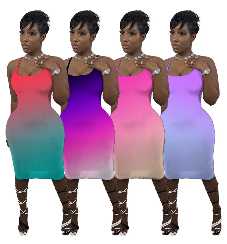 

H6378 - women fashion casual sleeveless halter dresses