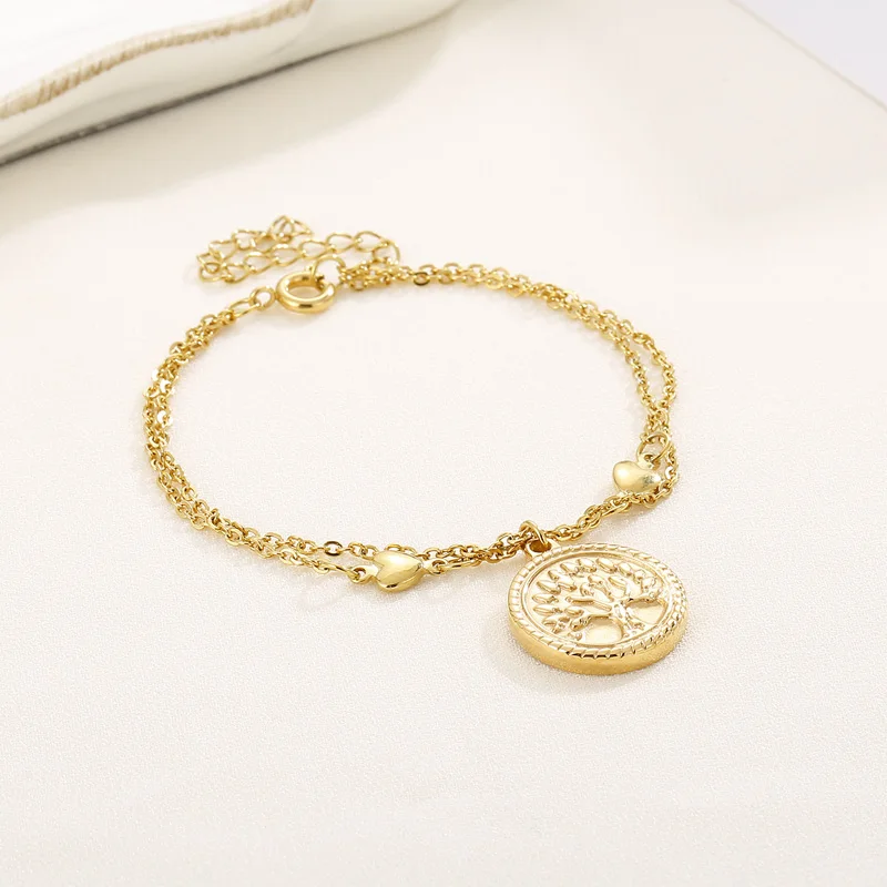 

Stainless steel necklace women's double Bracelet Gold Necklace