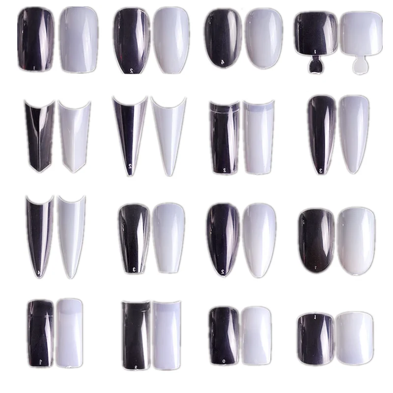 

HOT nail French ABS full cover Pointed non-marking transparent artificial nails Finger toe False nails, Transparent, natural