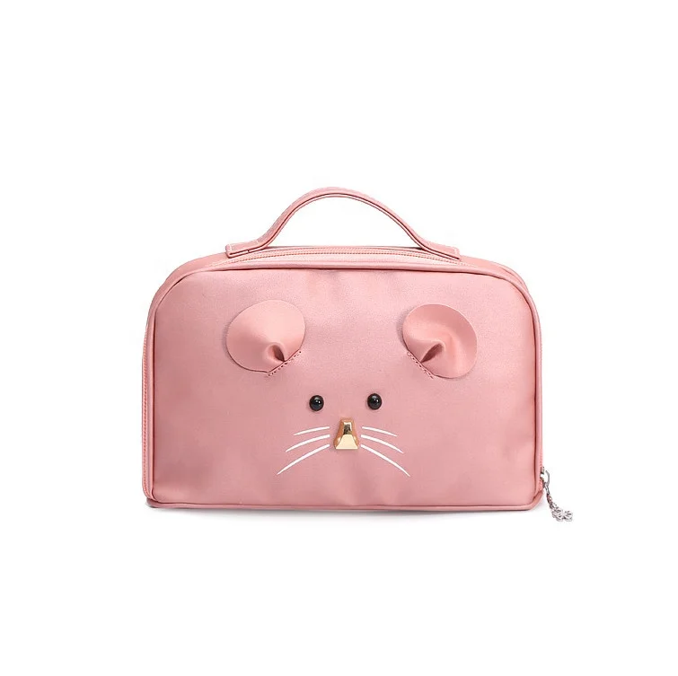 

fashion cute little mouse pink polyester kids cosmetic makeup bags for little girls travel, Pink,customized color