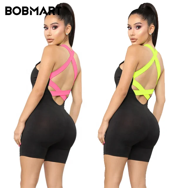 

Top Sale Plus Size Yoga Sets One Piece Activewear Crisscross Hollow Out Sport Fitness Romper Racerback Sport Bra Tops Hot