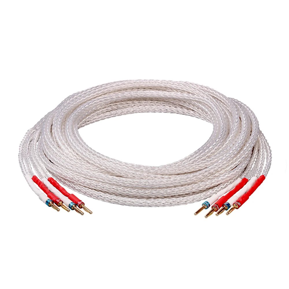 

AVPLAY AV-0804 0.5mm 16 Cores Top hiend Speaker Cable Biwired Sliver Plated OFC Body Cable Gold Plated Red Cooper+99.99% Ag Plug