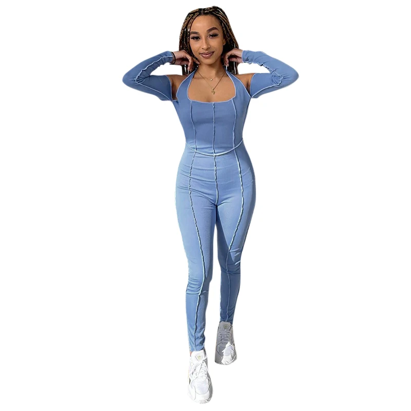 

MS485 New Fashion Off Shoulder Jumpsuit Long Sleeve Sexy Bodycon Party Autumn Winter Rompers Womens Clothing, Picture