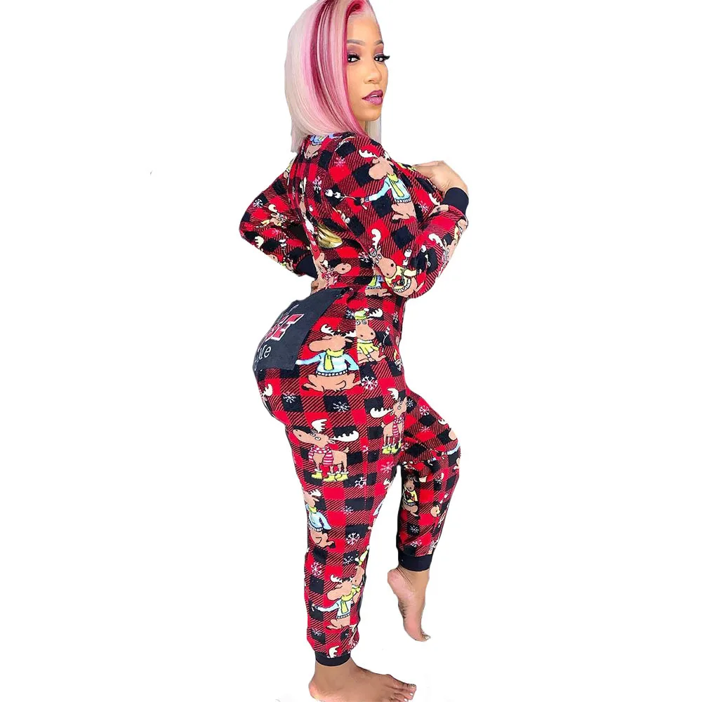 

Ready to Ship 2020 Christmased Onesie Woman Long Sleeves Jumpsuit Christmas Jumper Adult Christmas Onesie With Butt Flap, 5 patterns shown in pictures