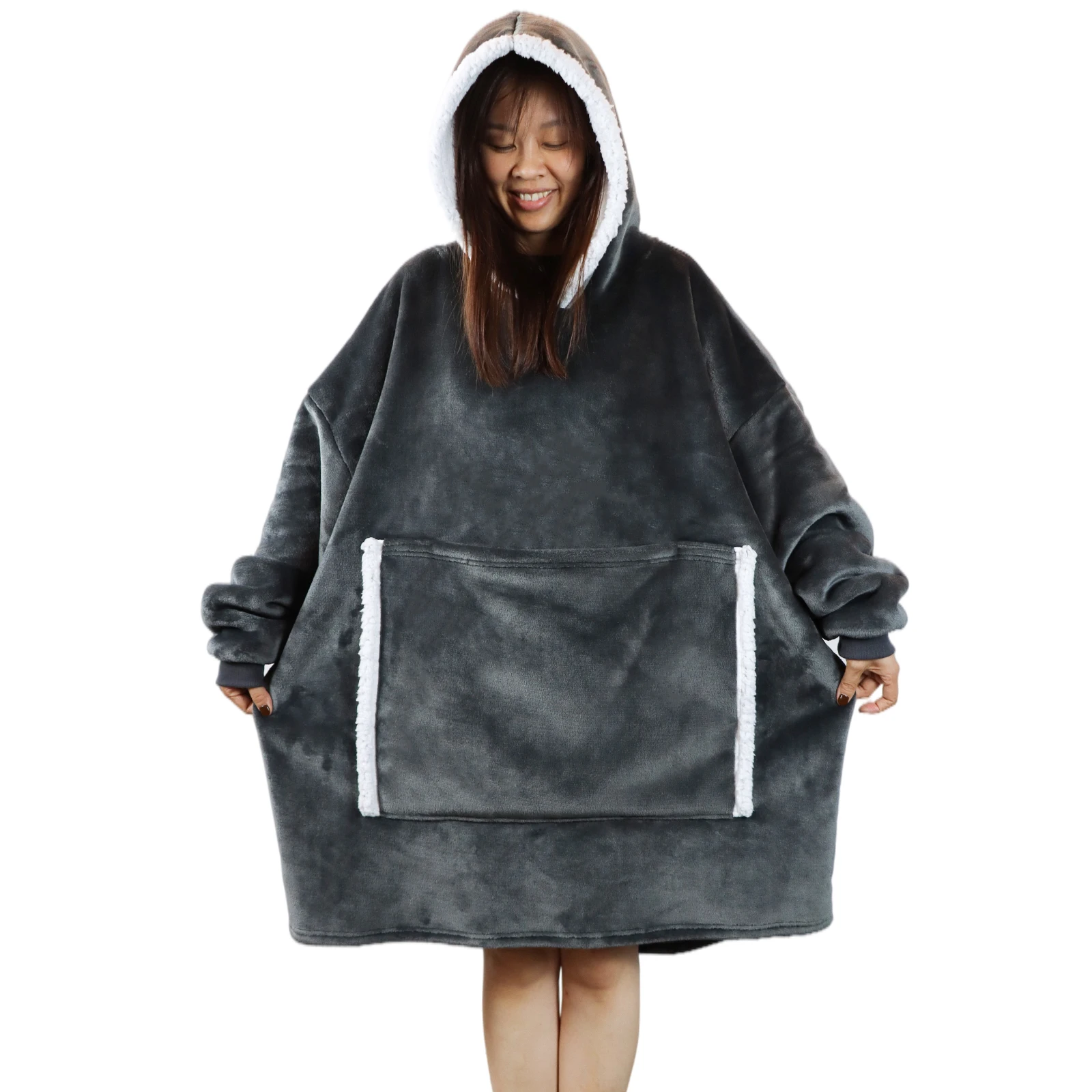 

Oversized Sherpa Wearable Blanket Sherpa Sweatshirt  Fits All Blanket Hoodie
