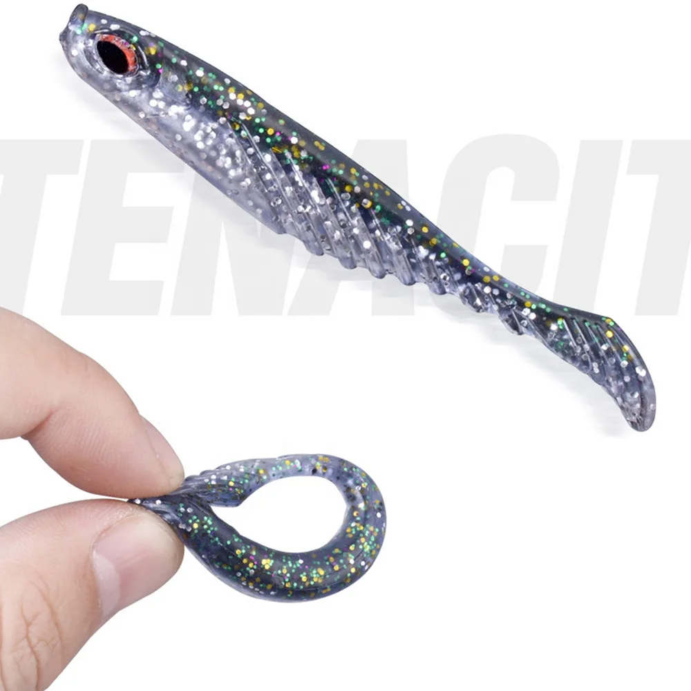

Leading 2.6g 7cm Double Colors PVC Fishing Lure T Tail Floating soft Lures, 7 colors saltwater lure