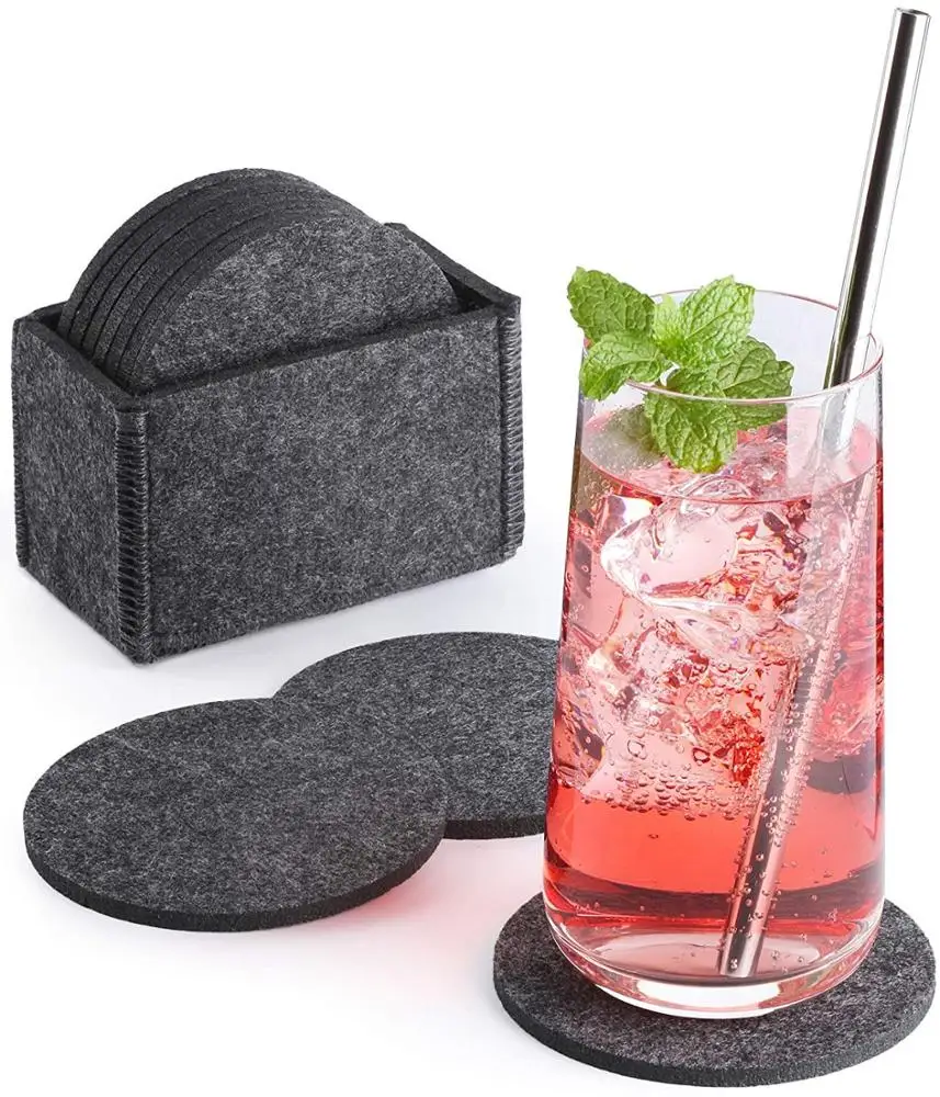 

Customized Felt Cup Coaster Drink Coaster, Balck, grey, dark grey