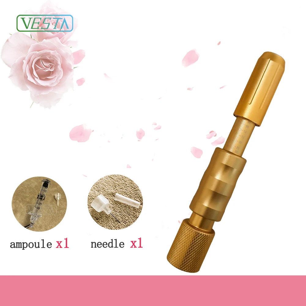 

Vesta hyaluronic acid pen mesotherapy injection needle free rotate cross linked hyaluronic acid pen, Gold