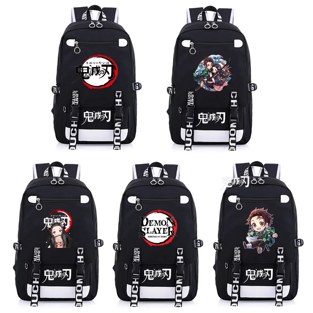 

Anime Demon Slayer Figure Printed 16 inches Polyester Backpack for Laptop Kids School Bag, As the picture