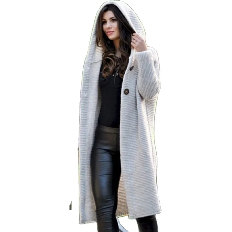 

Custom Vintage Loose Fall Long Knit Hoodies Cardigan Sweater for Womens, Multicolor