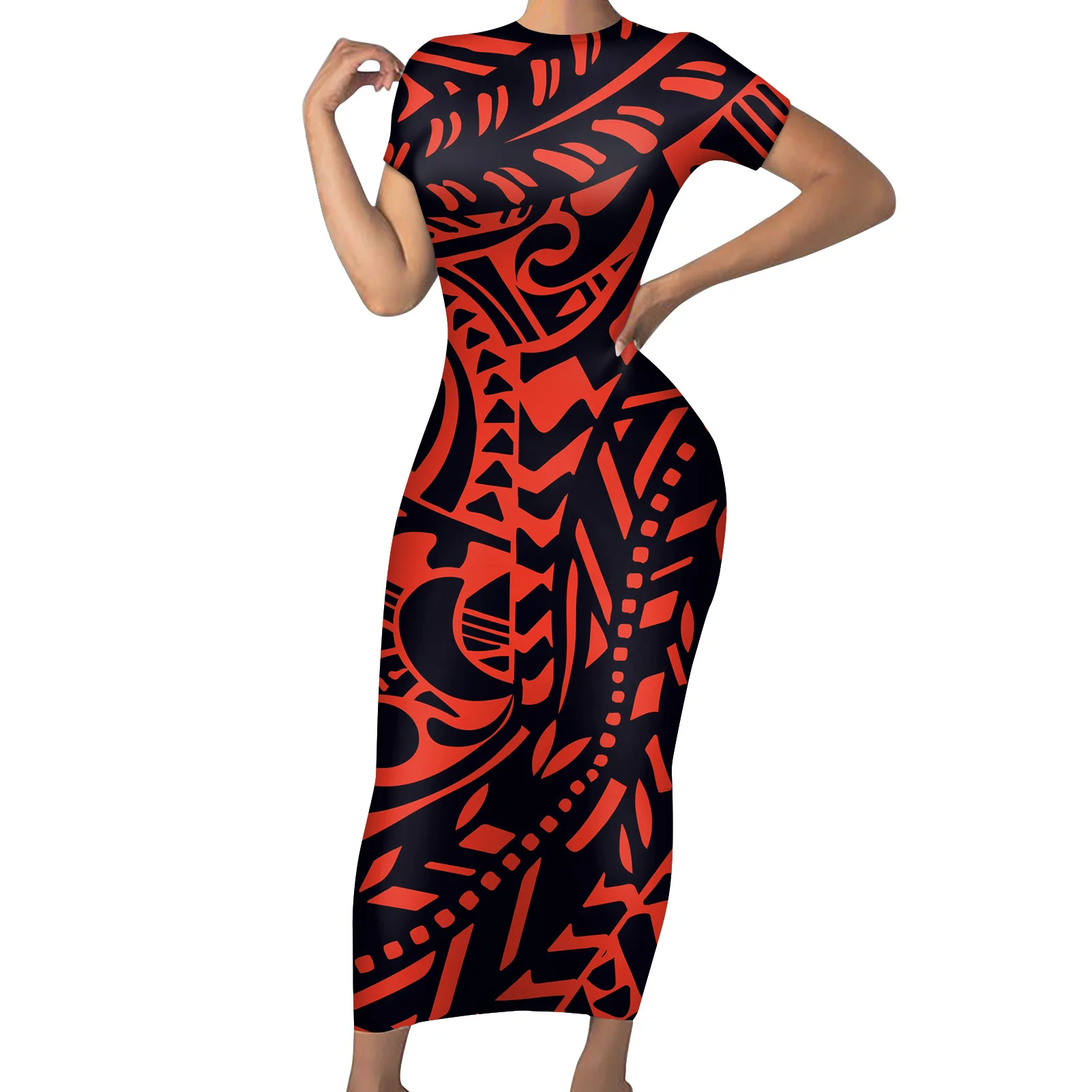 

Plus Size Dress Women Red Paisley Long Vintage Bodycon Maxi Dresses Women Short Sleeve Women Clothing Dresses Casual Summer 2021, Accept customized
