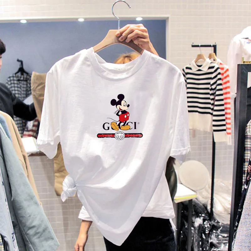 
Loose Oversized T-shirt Wear Casual Tee Tops Cartoon Mouse Short Sleeve 2020 Summer Plus Size Women Ladies Clothing 
