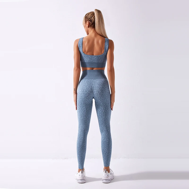 

workout clothing activewear set green snake texture women yoga sets bra and panty set for gym