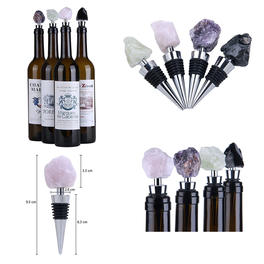 Custom Logo Crystal Wine Stopper Wholesale Rose Quartz Gemstone