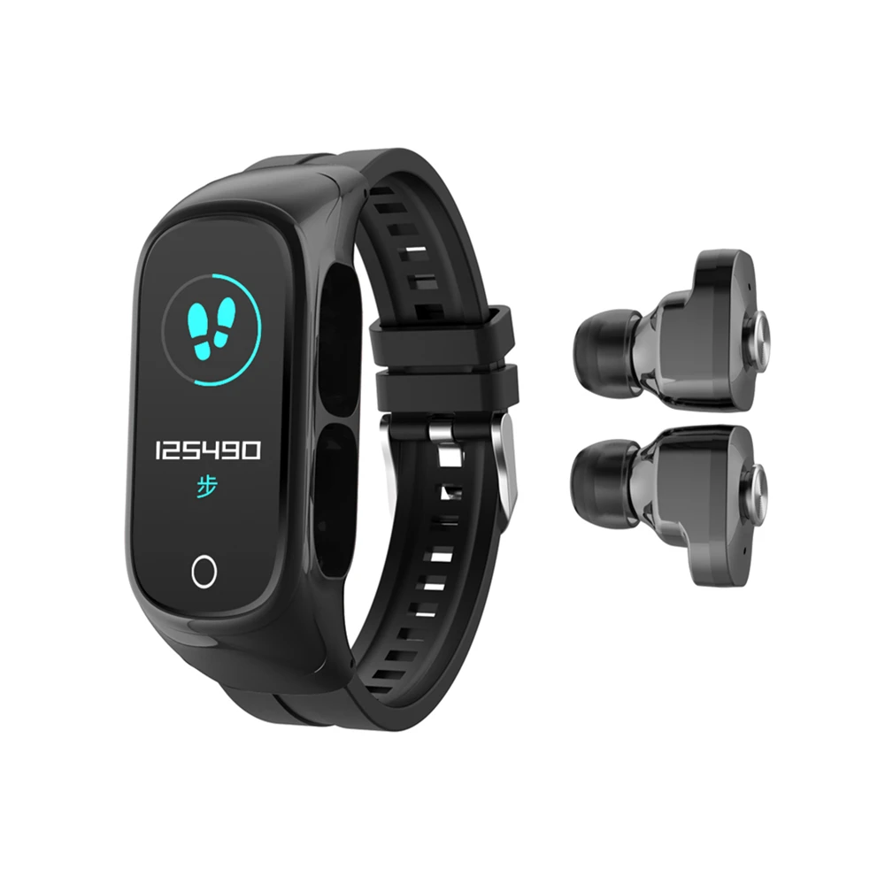 

2 in1 sport smart band with earphone fitness n8 music smart watch with tws wireless earbuds