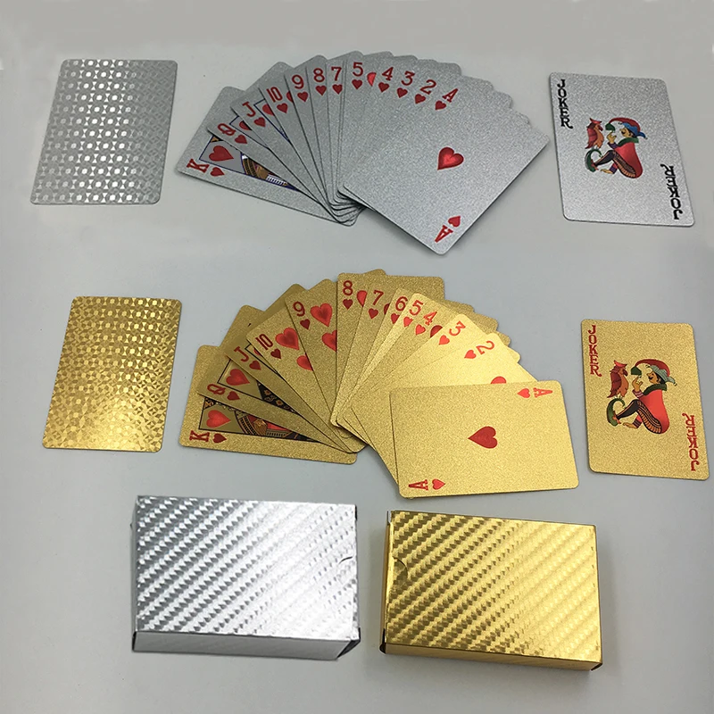 

Waterproof durable plastic material 57x88mm Silver foil playing cards in mosaic design