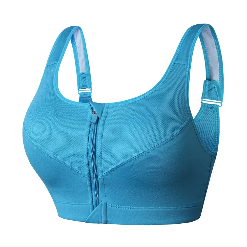 
2020 new Push Up Sport Bra Breathable Women High Support Plus Size Sexy Zip Padded Sport Bra 