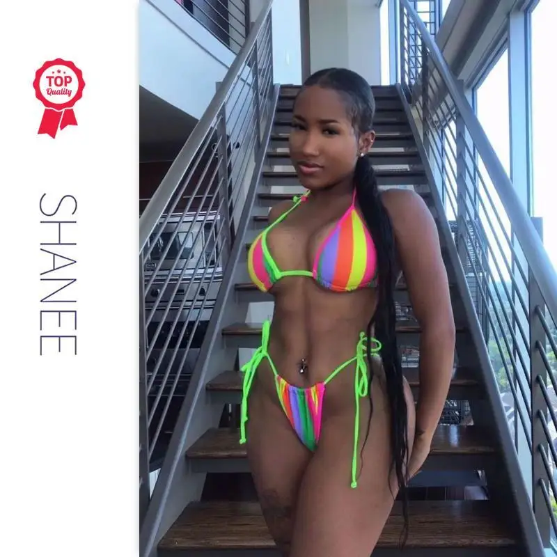 

SHANEE 2021 Amazon TOP 2 Piece Sexy Striped Bathing Suit Bikini For Women For Girl Sexy BK2104001