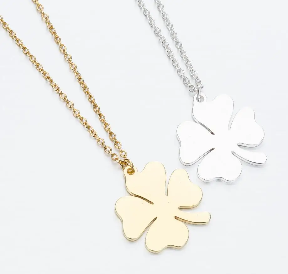 

Clover Korean Simple Stainless Steel Necklace Female Clavicle Chain Clover Stainless Steel Necklace Jewelry Accessories Female, Gold,silver