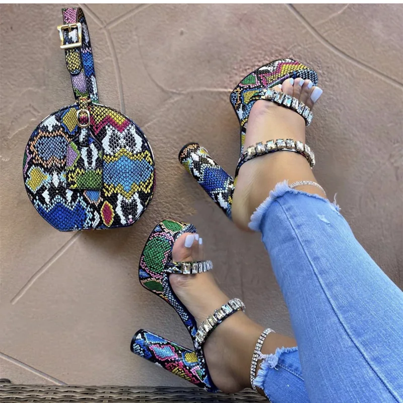 

New Arrival Ladies Latest Handbag Snake Print Round Shoulder Strap Zipper Shoulder Bag Handbags With Matching Shoes