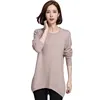 2019 winter unique women Medium and long section loose round neck wool knitwear sweater