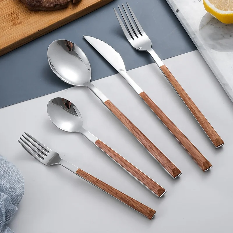 

Stainless Steel Cutlery 430 Wood Handle Creative Design Amazon Cross Border 5 Piece Gift Box Set