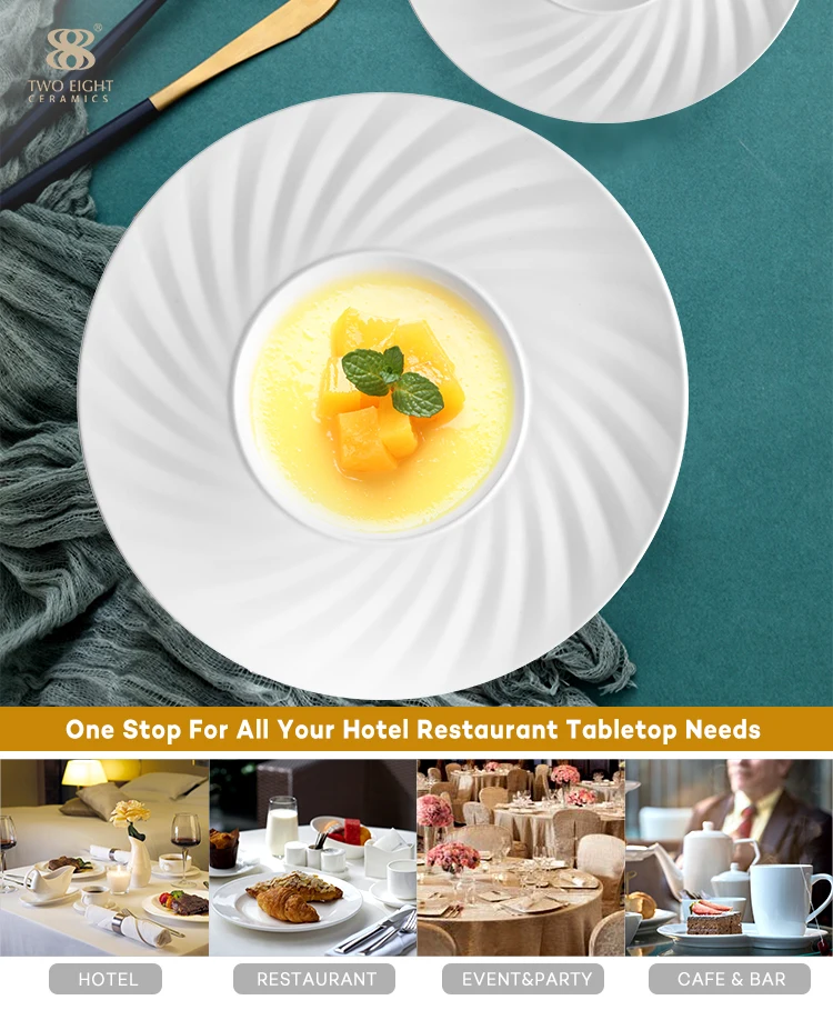 Cafe Pasta 9.25" White Porcelain Dish Set White Round Salad Ceramic Dessert Plates