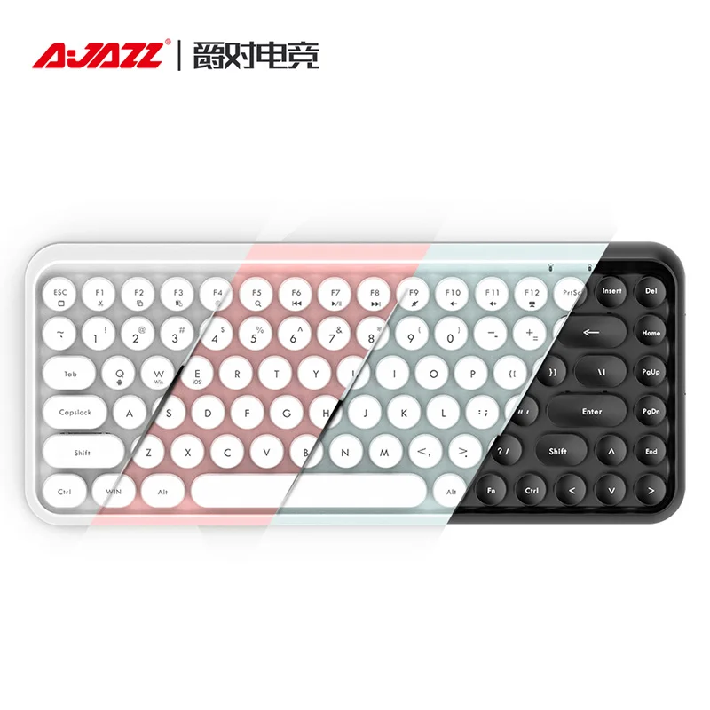 

Hot Sale AJAZZ 308I 84 Keys Wireless BT Keyboard Retro Typewriter Round Key for Win/iOS/Android