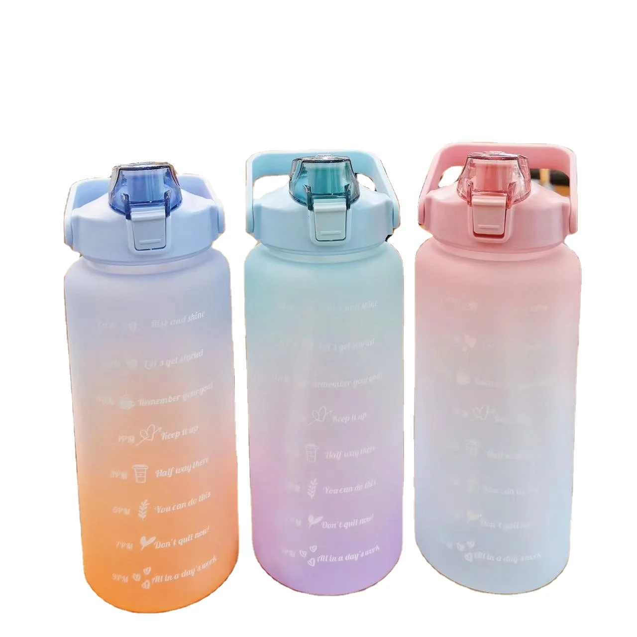 

Large-capacity water cup outdoor sports 2000ml portable travel gradient matte kettle bouncing straw cup