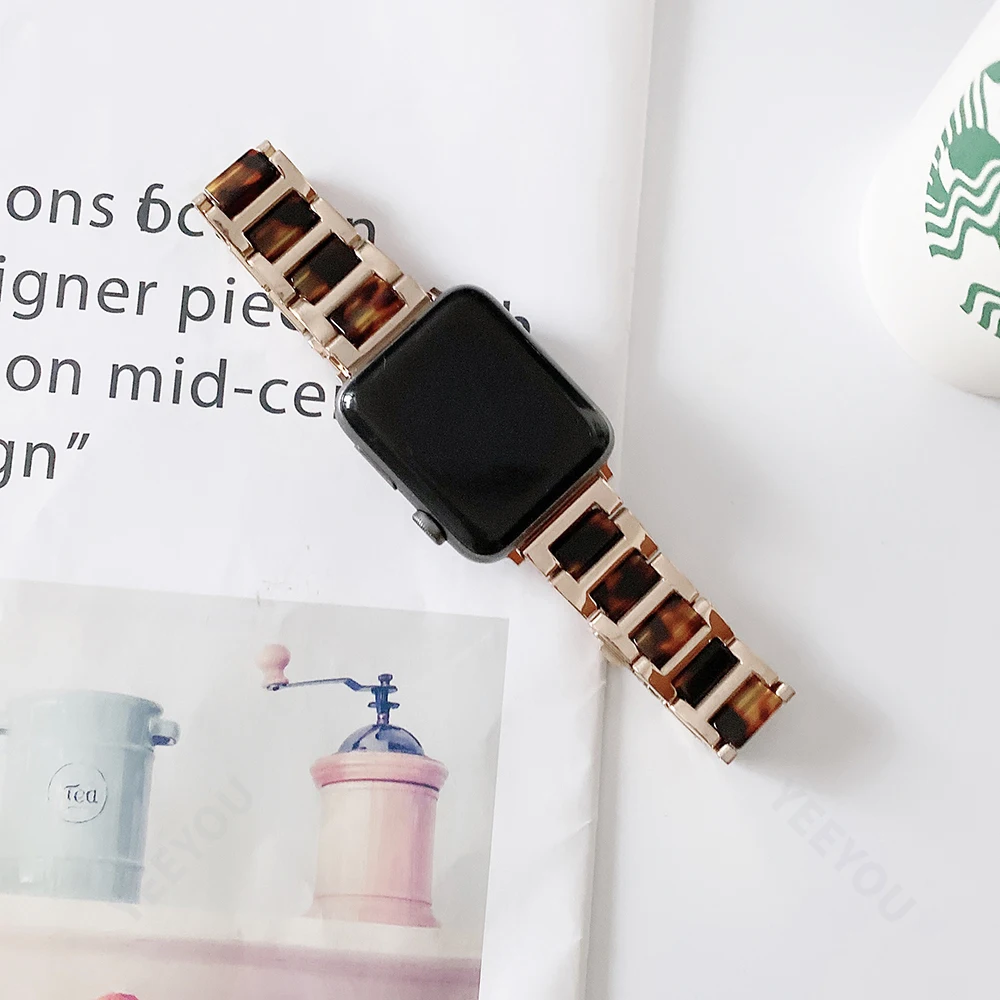 

Resin Lipstick Band Women Replacement Wristband with buckle for Apple Watch Straps Series 1/2/3/4/5/6/se 38mm 42mm, Multi-color optional or customized