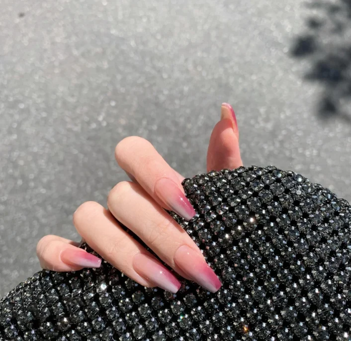 

Ins Gradient Jelly Coffin Nail Tips Gel Long Press On Nails