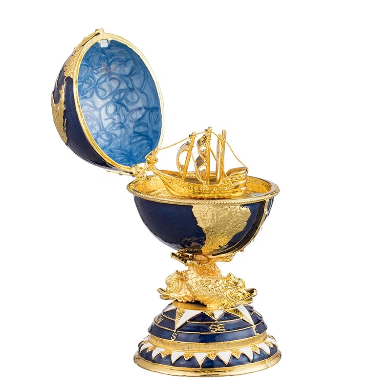 

Globe Egg Box Faberge Egg Jewelry Boxes/Trinket Boxes, Blue