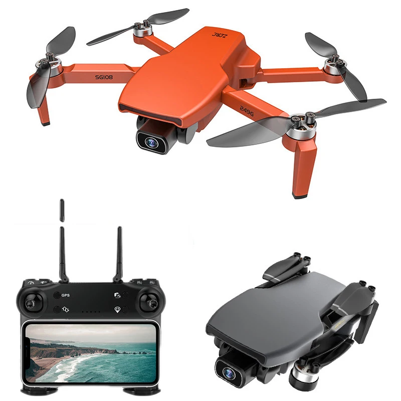 

GPS Drone L108 4K HD 5G WiFi Brushless Motor FPV Drone 1KM Distance RC Quadcopter VS EX5 VS SG108 Drones, Black,orange