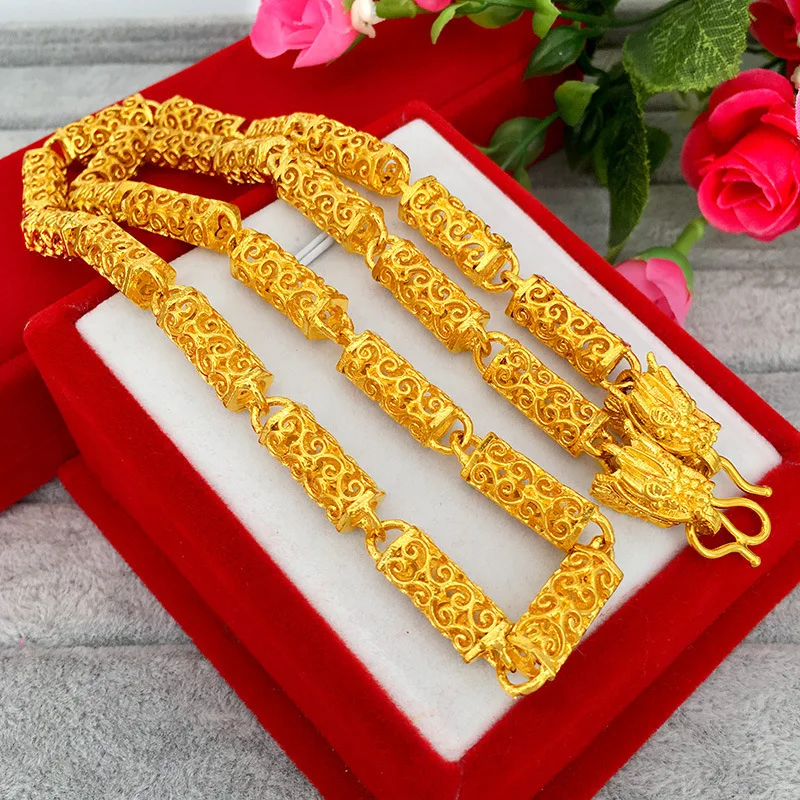 

Fashion Simple Plated Vietnam Alluvial Gold No Fade Dragon Head Necklace Jewelry for Men