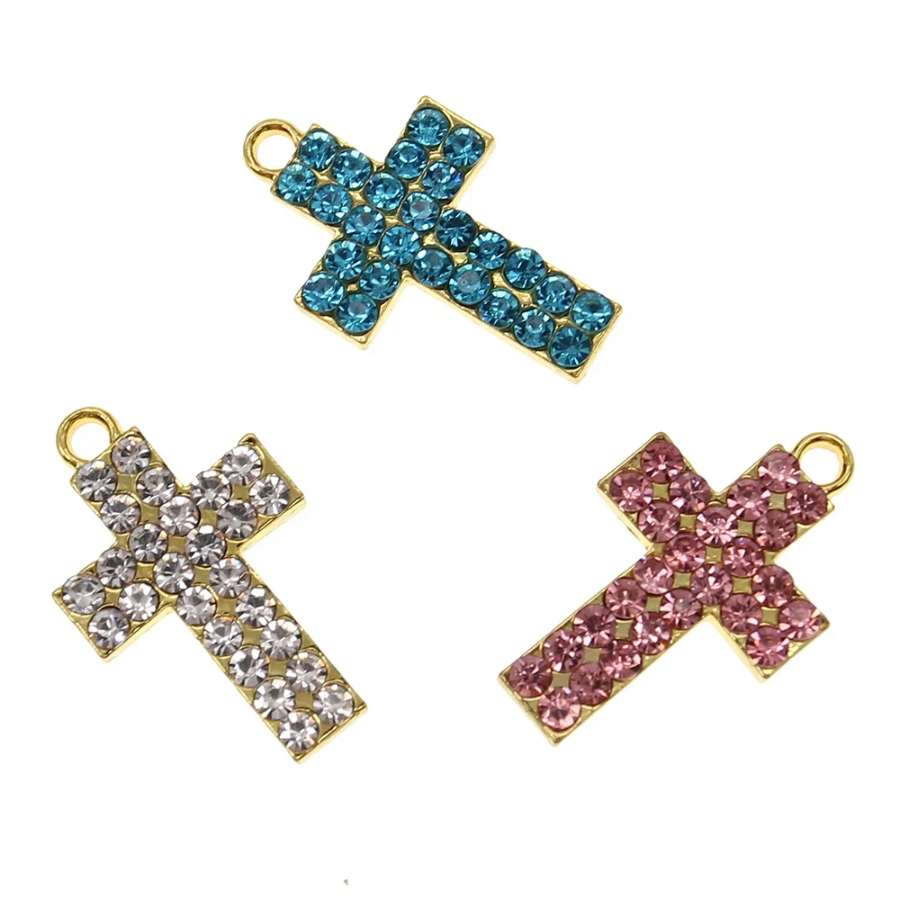 

DIY Baby Pin Charms Mini Rhinestone Crystal Jesus Cross Charms For Kids, Various, as your requsts