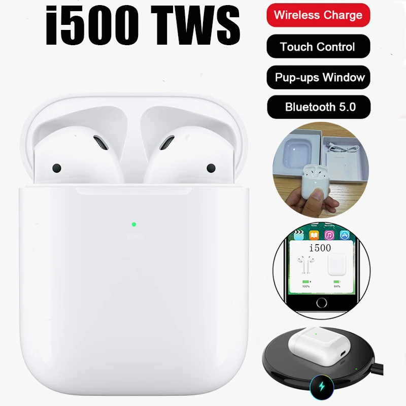 i500tws like real air2 pods i500 tws 2020 airoha 1536 bluetooths earbuds i500 tws black with wireless charger - ANKUX.COM