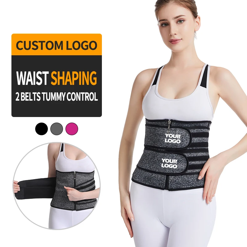 

Slimming Black Seamless Slimer Girdles And Shapers Tummy Control Waist Trainer Double Belly Belt Zipper Womens Waist Shaper, Customized color