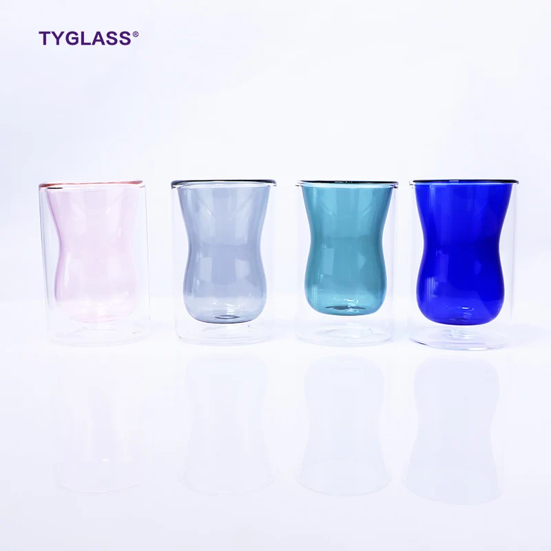 

Professional Manufacture drinking glass cup 100ml decorative vacuum borosilicate double wall glass cup