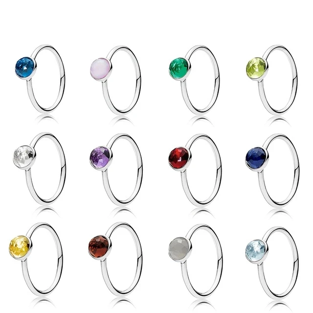 

2021 NEW 100% 925 Sterling Silver Rings For Women 12 months Multicolor optional Charm Beads Fit DIY Ring factory Wholesale