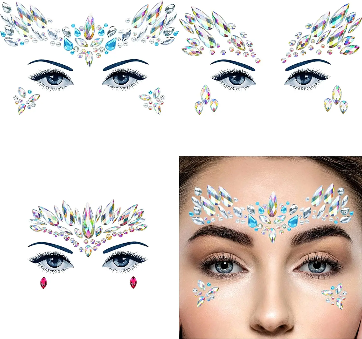 Face Gems Luminous Temporary Tattoo Stickers Acrylic Crystal Waterproof Jewel Rhinestone Resin Diamond Intimates Accessories