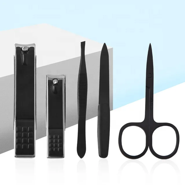 

Professional 5pcs Pack Black Manicure Set Beauty Scissors Nail Clipper Pedicure Set