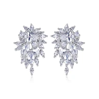 

LUOTEEMI New Arrival Flower Stud Earrings for Women Bridal Wedding Water Drop Cubic Zircon Fashion Jewelry