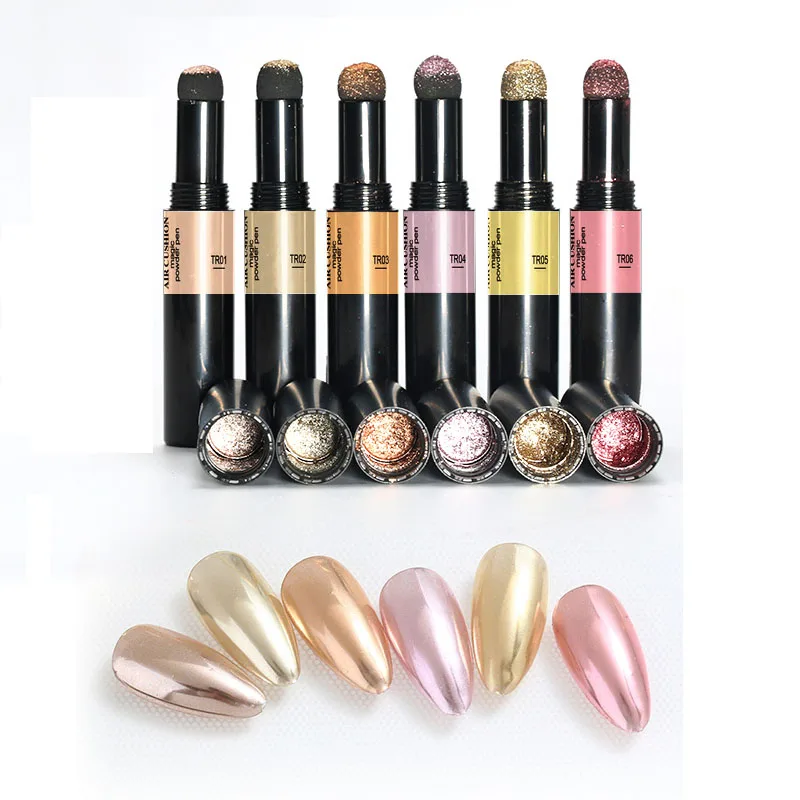 

OEM Custom 6 Colors Rose Gold Series Air Cushion Magic Mirror Nail Powder Pen
