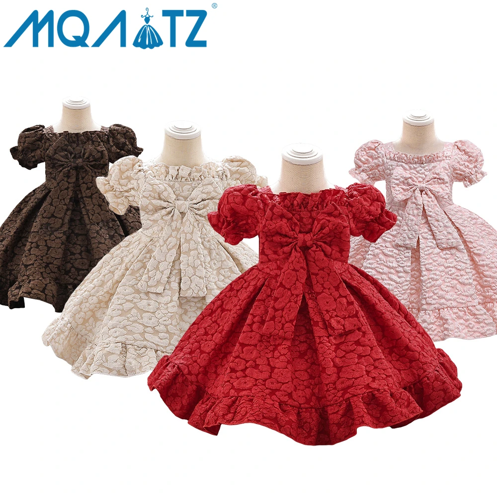 

MQATZ short sleeve wholesale embroidery bow little baby girl frocks birthday kids wedding party dresses for baby girls