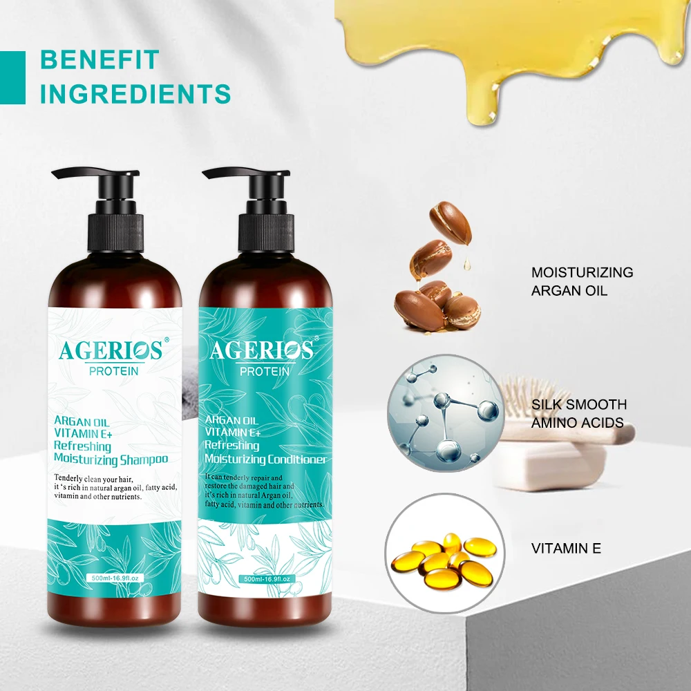 

Agerios Organic Avocado Argan Oil Keratin Collagen Men Hair Care Products Moroccan Protein Oil Shampoo and Conditioner