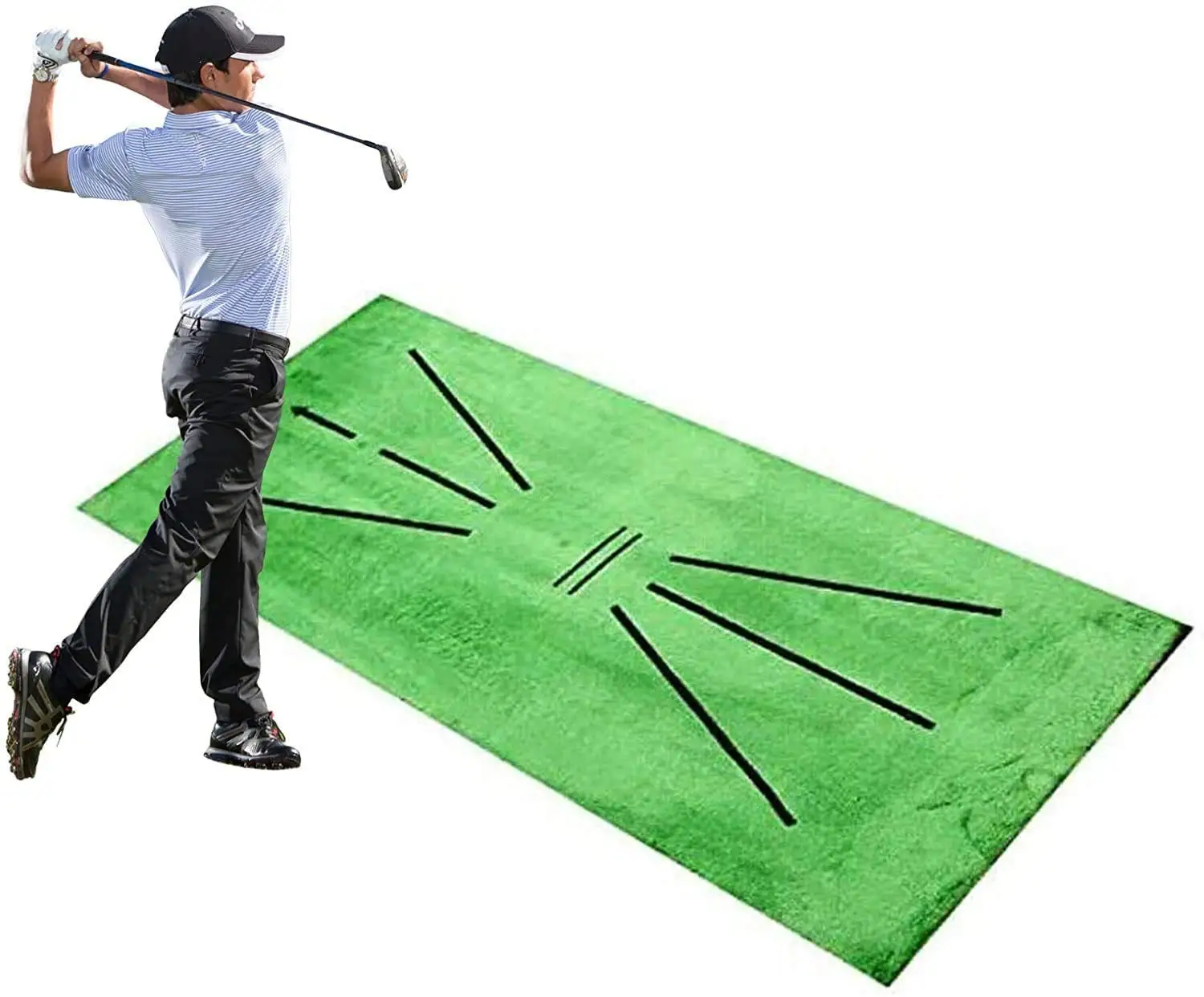 

Mini Golf Training Aid mat Course Non-Slip Swing Trainer Detection Batting Golf Practice Training Aid Game for Home Office