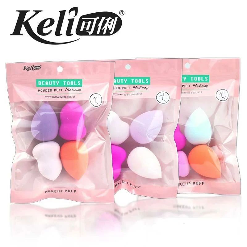 

keli high quality 4pcs blender sponge and affordable price beauty makeup cosmetic puff 2020 blender sponge